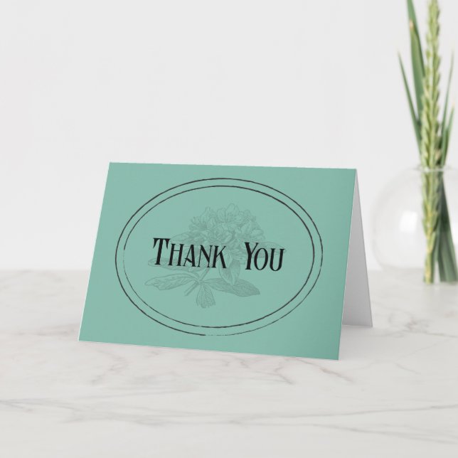 Deep Turquoise Bridal Shower Thank You Card (Front)