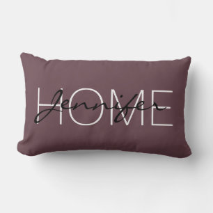 Deep Tuscan red color home monogram Lumbar Pillow