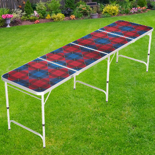 Deep Twilight Plaid Beer Pong Table
