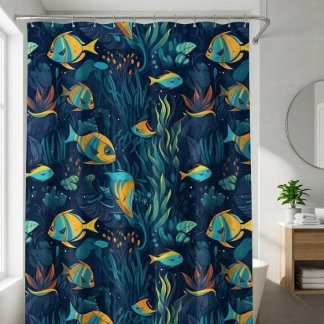 Deep Under Tropical Shower Curtain