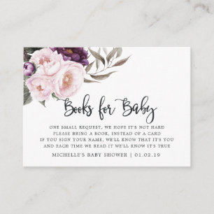 Deep Velvet Floral Baby Shower Book Request Enclosure Card