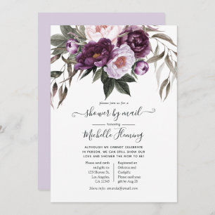 Deep Velvet Floral Baby Shower by Mail Invitation