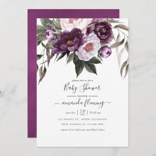 Deep Velvet Floral Baby Shower Invitation