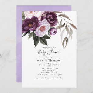 Deep Velvet Floral Baby Shower Invitation