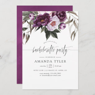 Deep Velvet Floral Bachelorette Party Invitation