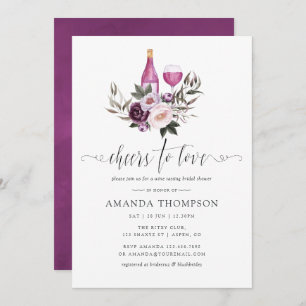 Deep Velvet Floral Bridal Shower Wine Tasting Invitation