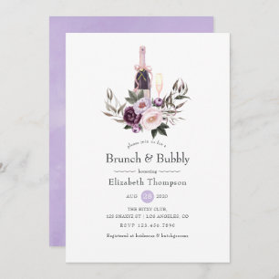 Deep Velvet Floral Brunch and Bubbly Bridal Shower Invitation
