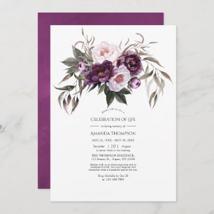 Deep Velvet Floral Celebration of Life Photo Invit Invitation