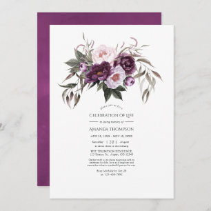 Deep Velvet Floral Celebration of Life Photo Invitation