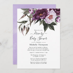 Deep Velvet Floral Drive By Bridal or Baby Shower Invitation