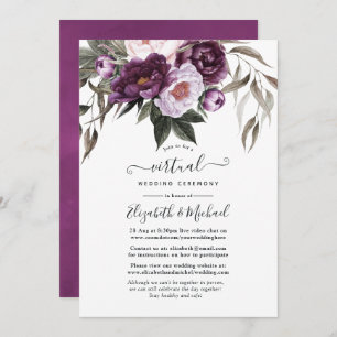 Deep Velvet Floral Online Virtual Wedding Invitation