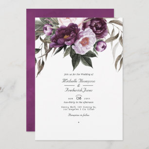 Deep Velvet Floral QR Code RSVP Wedding Invitation