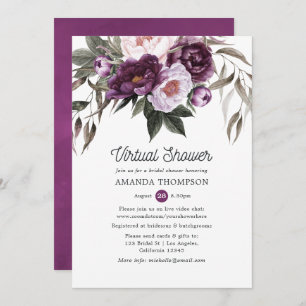 Deep Velvet Floral Virtual Bridal Shower Invitation