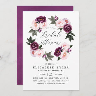 Deep Velvet Floral Wedding Bridal Shower Invitation