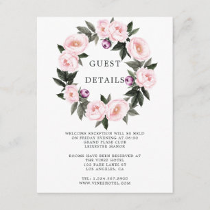 Deep Velvet Floral Wedding Guest Details Enclosure Card