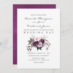 Deep Velvet Floral Wedding Invitation