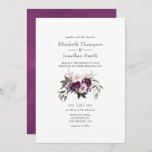 Deep Velvet Floral Wedding Invitation