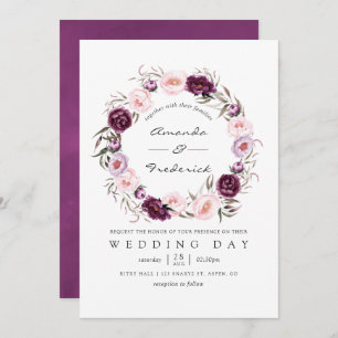 Deep Velvet Floral Wedding Invitation