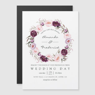 Deep Velvet Floral Wedding Magnetic Invitation