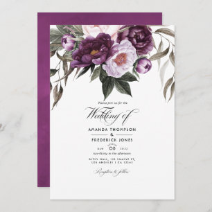 Deep Velvet Floral Wedding Photo Invitation