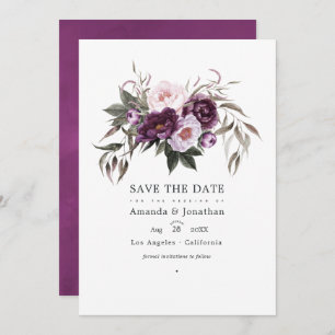 Deep Velvet Floral Wedding Photo Save The Date
