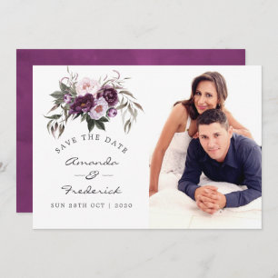Deep Velvet Floral Wedding Save the Date Invitation