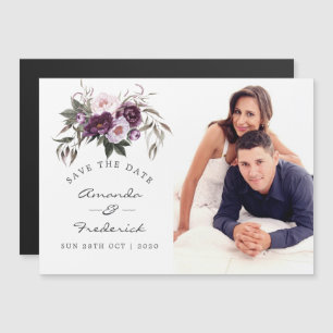Deep Velvet Floral Wedding Save the Date Magnetic Invitation