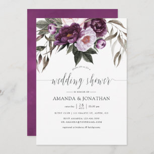 Deep Velvet Floral Wedding Shower Invitation
