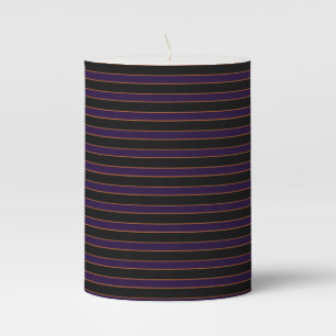 Deep Vintage Striped Purple Pattern Pillar Candle