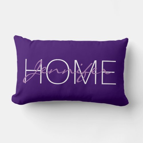 Deep violet color home monogram lumbar pillow