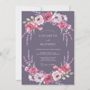 Deep Violet Wisteria Wedding Invitation