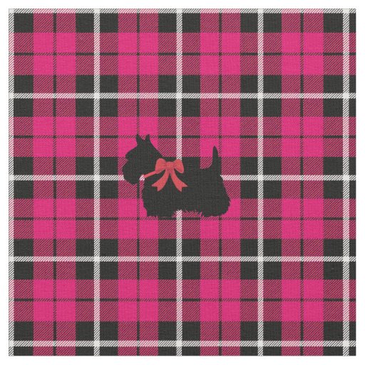 Deep warm Autumn Pink Scottish Terrier plaid Fabric
