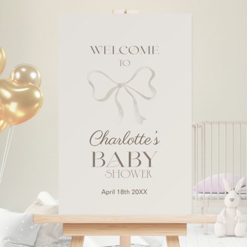 Deep Warm Cream Elegant Bow Baby Shower Welcome Foam Board