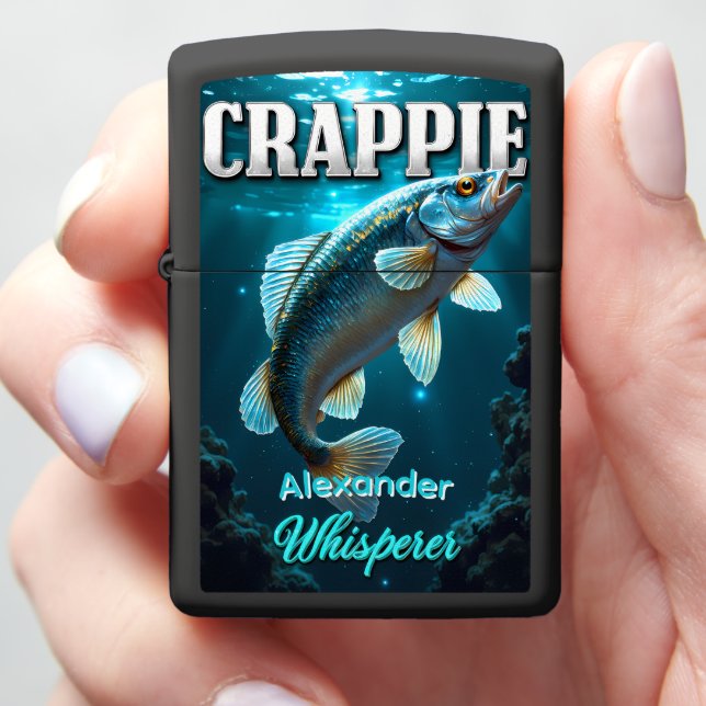 Deep Water Crappie Personalized Panfish Zippo Lighter (In Hand)