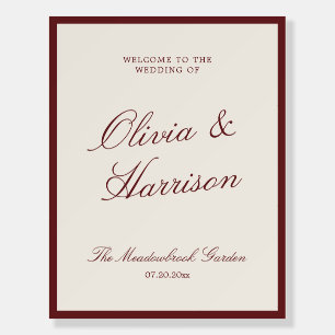Deep Wine Calligraphy Wedding Welcome Foam Board