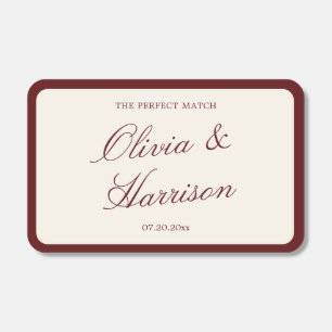 Deep Wine Classic Calligraphy Wedding Matchboxes