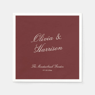 Deep Wine Classic Calligraphy Wedding Napkins
