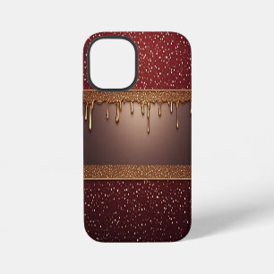 🍷 Deep Wine Drip Elegance Over Golden Glitter ✨💎 iPhone 12 Mini Case