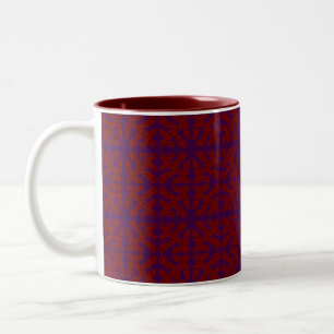 Deep wine red and dark purple tiny patterns design Two-Tone coffee mug