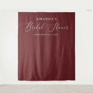 Deep Wine Red Elegant Bridal Shower Backdrop