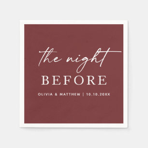 Deep Wine Red Elegant Script Rehearsal Dinner Napkins