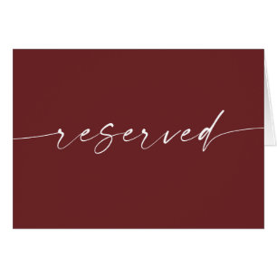 Deep Wine Red Reserved Sign   Moody Fall Wedding Cards