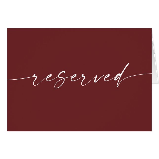 Deep Wine Red Reserved Sign | Moody Fall Wedding Cards (Front Horizontal)