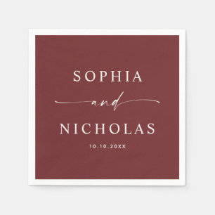 Deep Wine Red Wedding   Elegant Minimalist Fall Napkins
