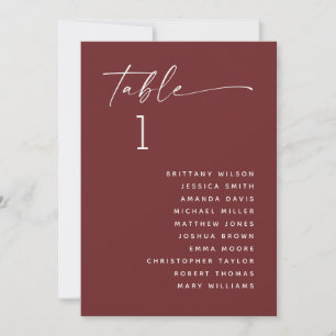 Deep Wine Red Wedding Seating Chart Elegant Fall Invitation