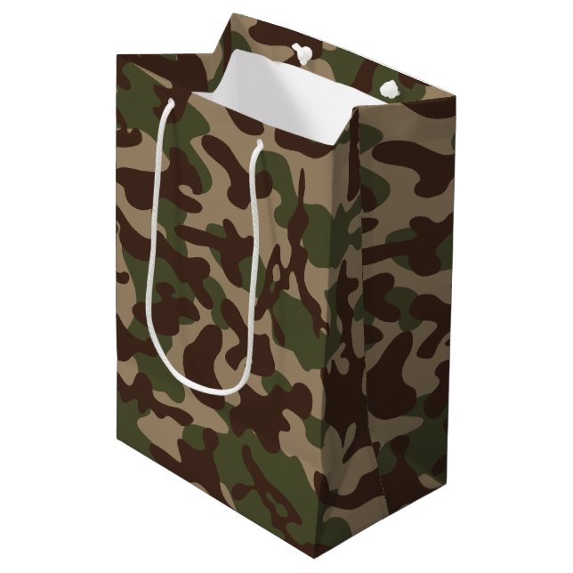 Deep Wood Camouflage  Medium Gift Bag (Front Angled)