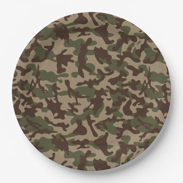 Deep Wood Camouflage  Paper Plates (Front)