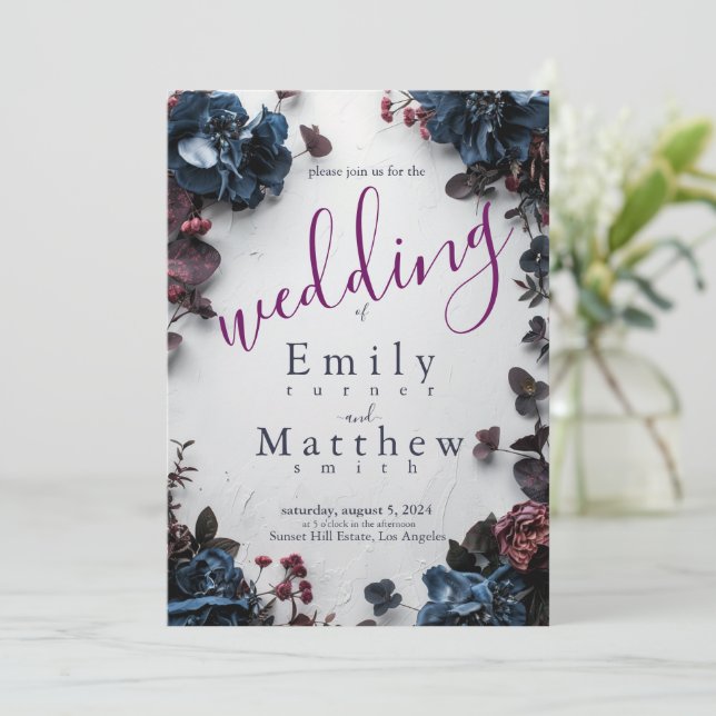 Deep Woodland Romance Wedding Invitation (Standing Front)