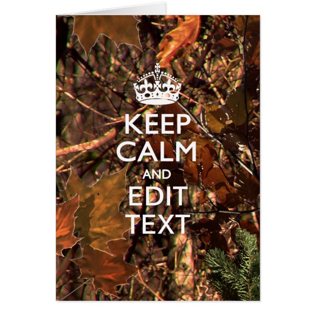 Deep Woods Camo Fall Keep Calm Your Text Cards (Front)