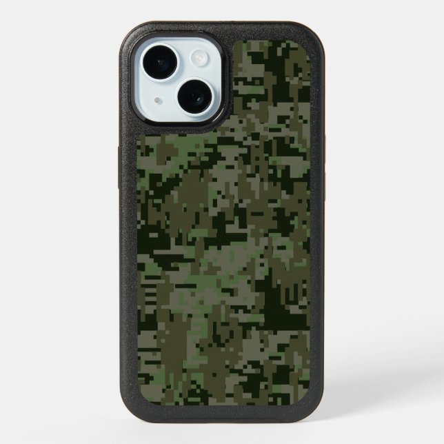 Deep Woods Digital Camo Background iPhone 15 Case (Back)